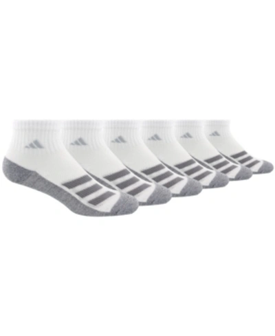 Adidas Originals Kids' Adidas Big Boys Cushioned Angle Stripe Quarter Sock Pack Of 6 In White/grey/light Onix Grey