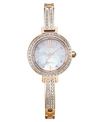 CITIZEN ECO-DRIVE WOMEN'S PINK GOLD-TONE STAINLESS STEEL & CRYSTAL BANGLE BRACELET WATCH 25MM