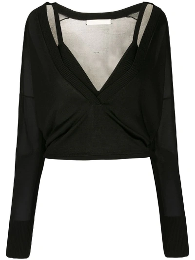 Dion Lee Layered Knitted Top In Black