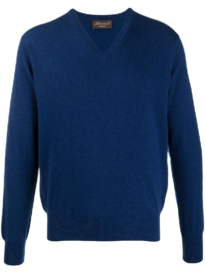 Doriani Cashmere V领针织上衣 In Blue