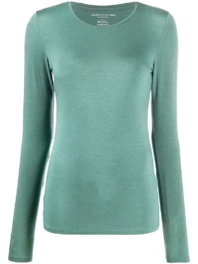 Majestic Round-neck Long Sleeved Top In Green