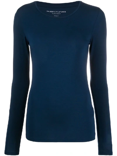 Majestic Long Sleeved T-shirt In Blue