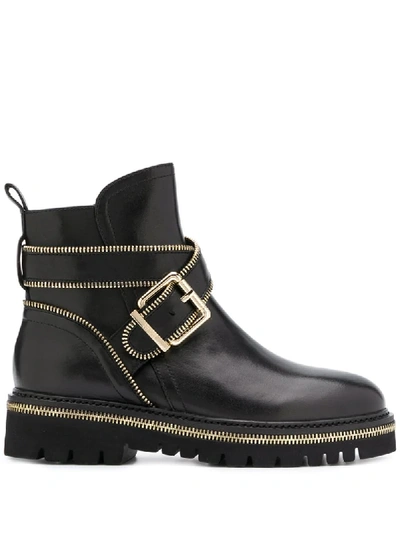 Steffen Schraut Zip Embellished Ankle Boots In Black