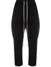 Rick Owens Cropped Drawstring-fastening Track Pants In Black