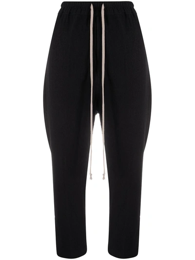 Rick Owens Cropped Drawstring-fastening Track Trousers In Black