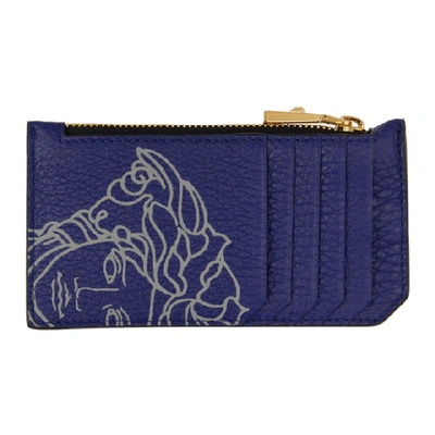 Versace Blue Pop Medusa Long Zip Card Holder In K051h Blue