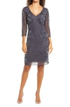 PISARRO NIGHTS PISARRO NIGHTS BEADED V-NECK COCKTAIL DRESS,D2335