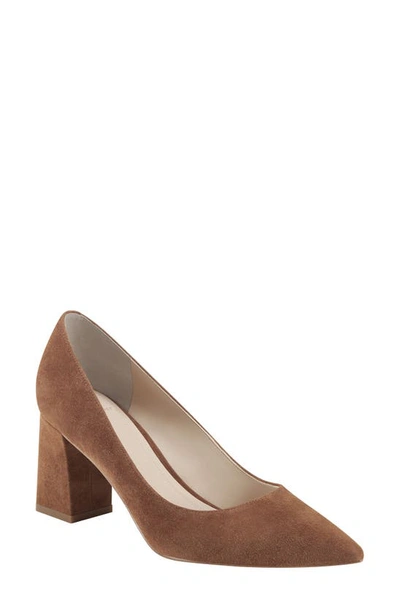 Marc Fisher Ltd Zala Leather Embossed Pump In Brown/ Cognac Suede