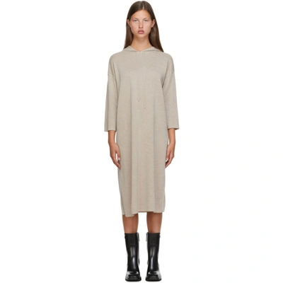 Max Mara Hooded Wool Sweater Dress In 001 Beige