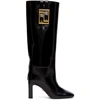 VERSACE VERSACE BLACK LEATHER MEANDER BOOTS