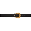 VERSACE VERSACE BLACK AND GOLD BAROQUE TRIBUTE BELT