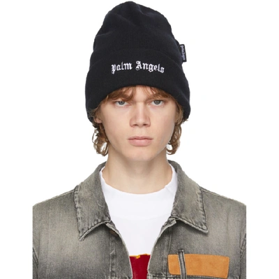 Palm Angels Logo-embroidered Beanie In Black