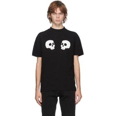 Palm Angels Skull Logo Print T-shirt In Black/white