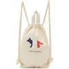 MAISON KITSUNÉ OFF-WHITE TRICOLOR FOX TOTE BACKPACK