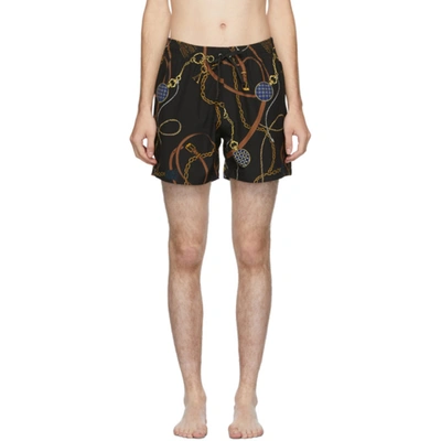 Amiri Mid-length Printed Stretch-shell Swim Shorts In Black