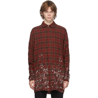 Palm Angels Paint Splatter-print Check Shirt In Red