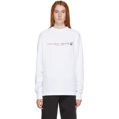 Palm Angels White Long Sleeve Palm Airlines T-shirt