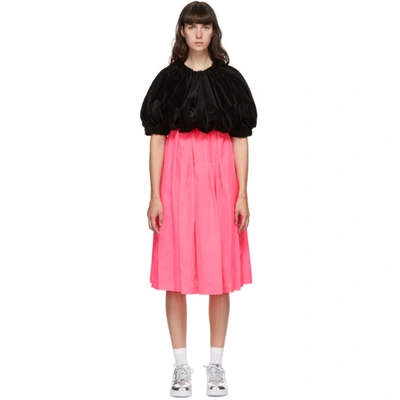 Comme Des Garçons Black & Pink Velvet Midi Dress