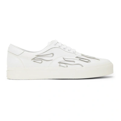 Amiri Flame Low Lace-up Canvas Trainers In White