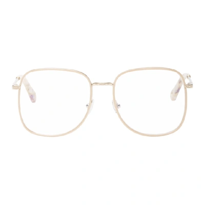 Chloé Pink Metal Square Glasses In 884 Cpr/rse