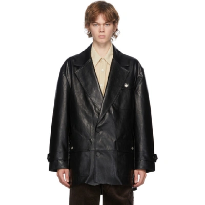 Andersson Bell Black Vegan Leather Raw-cut Jacket