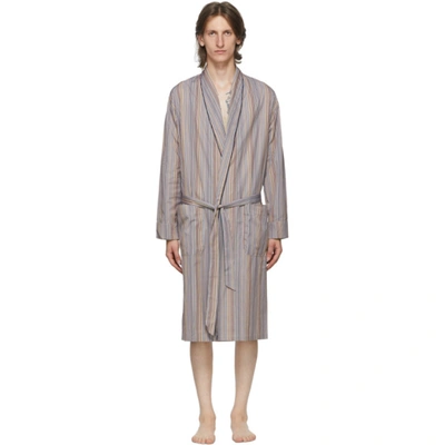 Paul Smith Signature Stripe Cotton-poplin Robe In 92 Multi