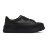 JIL SANDER BLACK LEATHER PLATFORM SNEAKERS