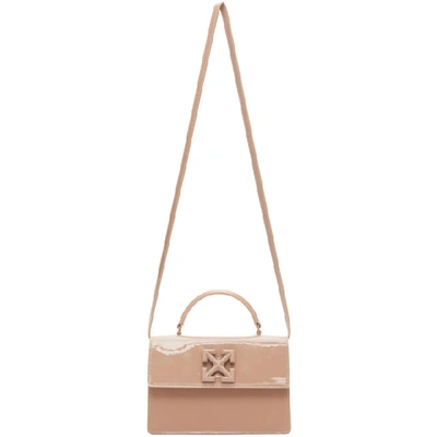 Off-white Patent Jitney 1.4 Tote Bag In Neutrals