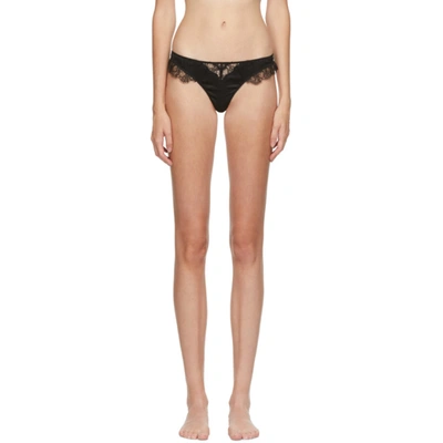 Kiki De Montparnasse Sensuel Lace-trim Silk Thong In Black