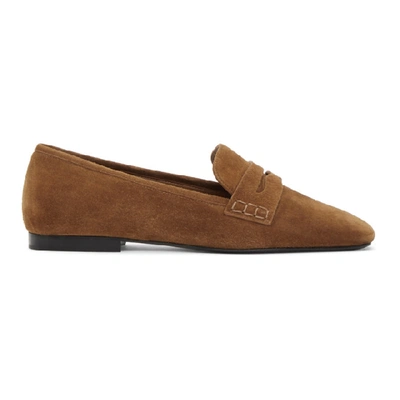 Khaite Tan Suede Carlisle Loafers In Brown