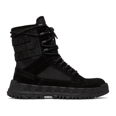 Versace Anfibio High Top Trainers In Black