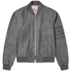 Thom Browne Tonal 4-bar Flannel Blouson Jacket In Grey