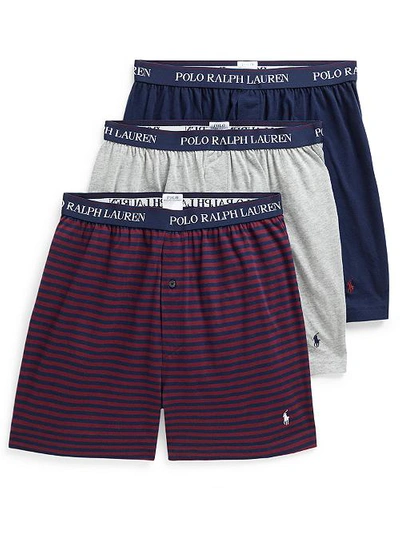 Polo Ralph Lauren Classic Fit  Cotton Boxers 3-pack In Cruise Navy,wine