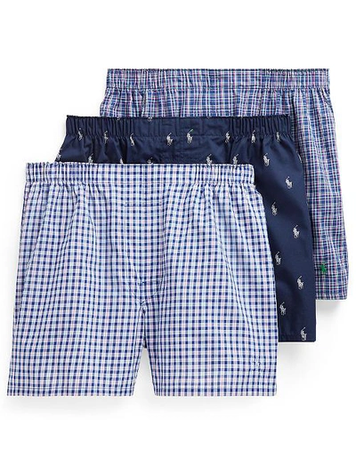 Polo Ralph Lauren Classic Fit Woven Cotton Boxers 3-pack In Hunter Cruise Plaid