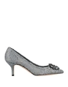 Dolce & Gabbana Bellucci 60 Lace Pumps With Brooch Detail In Grey