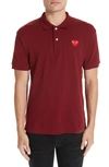 Comme Des Garçons Heart Logo Slim Fit Polo In Burgundy