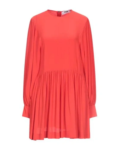 Msgm Woman Mini Dress Red Size 8 Acetate, Silk