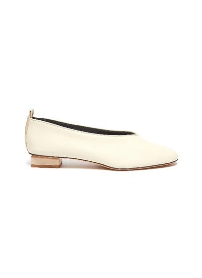Gray Matters Mildred Piccola' Block Heel Leather Ballerina Flats In Neutral