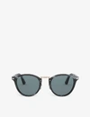 PERSOL PERSOL MEN'S BLACK PO3108S TYPEWRITER EDITION ROUND-FRAME ACETATE SUNGLASSES,32581381