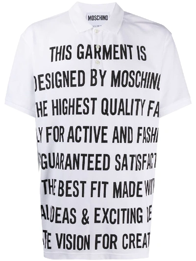 Moschino Front Print Polo Shirt In White