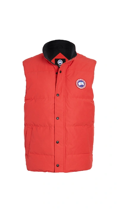 Canada Goose Garson Slim Fit Quilted Down Vest In Red