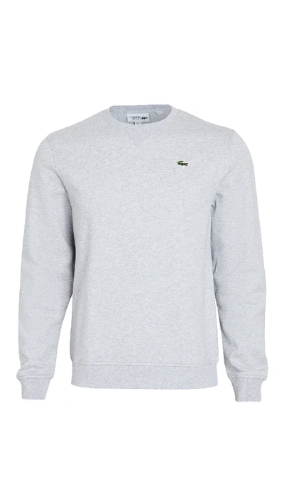 Lacoste Cotton-blend Brushed Fleece Sweatshirt In Grey