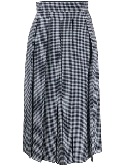 Fendi Pleated Gingham Skirt In Grey