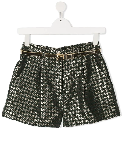 Abel & Lula Teen Houndstooth Shorts In Green