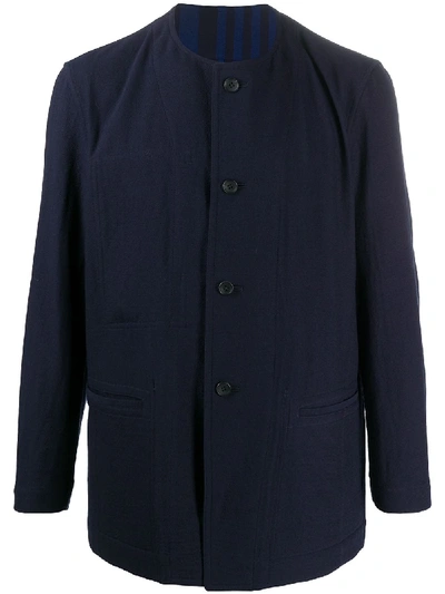 Issey Miyake Reversible Shirt Jacket In Blue