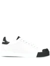 Dolce & Gabbana 20mm Portofino Leather Sneakers In White,black