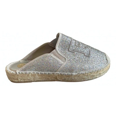 Pre-owned Replay Glitter Espadrilles In Silver