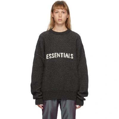 Essentials Grey Logo Sweatshirt In Dk Black Me