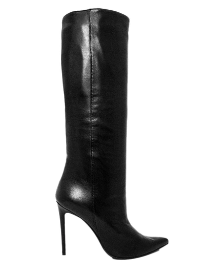 Aldo Castagna Black Leather Coretta Boots In Nero