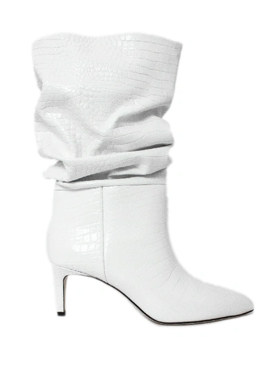 Paris Texas White Leather Boots In Bianco